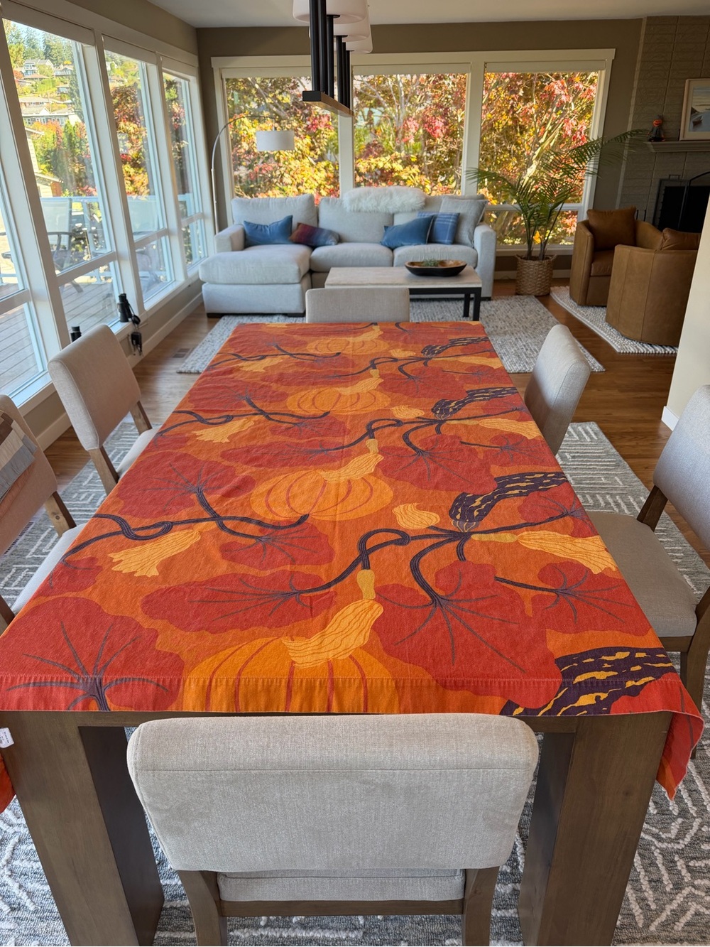Marimekko for Crate and Barrel Kumina Orange Tablecloth